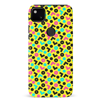 Google Pixel 4A 90's Geometry Phone Case in Yellow