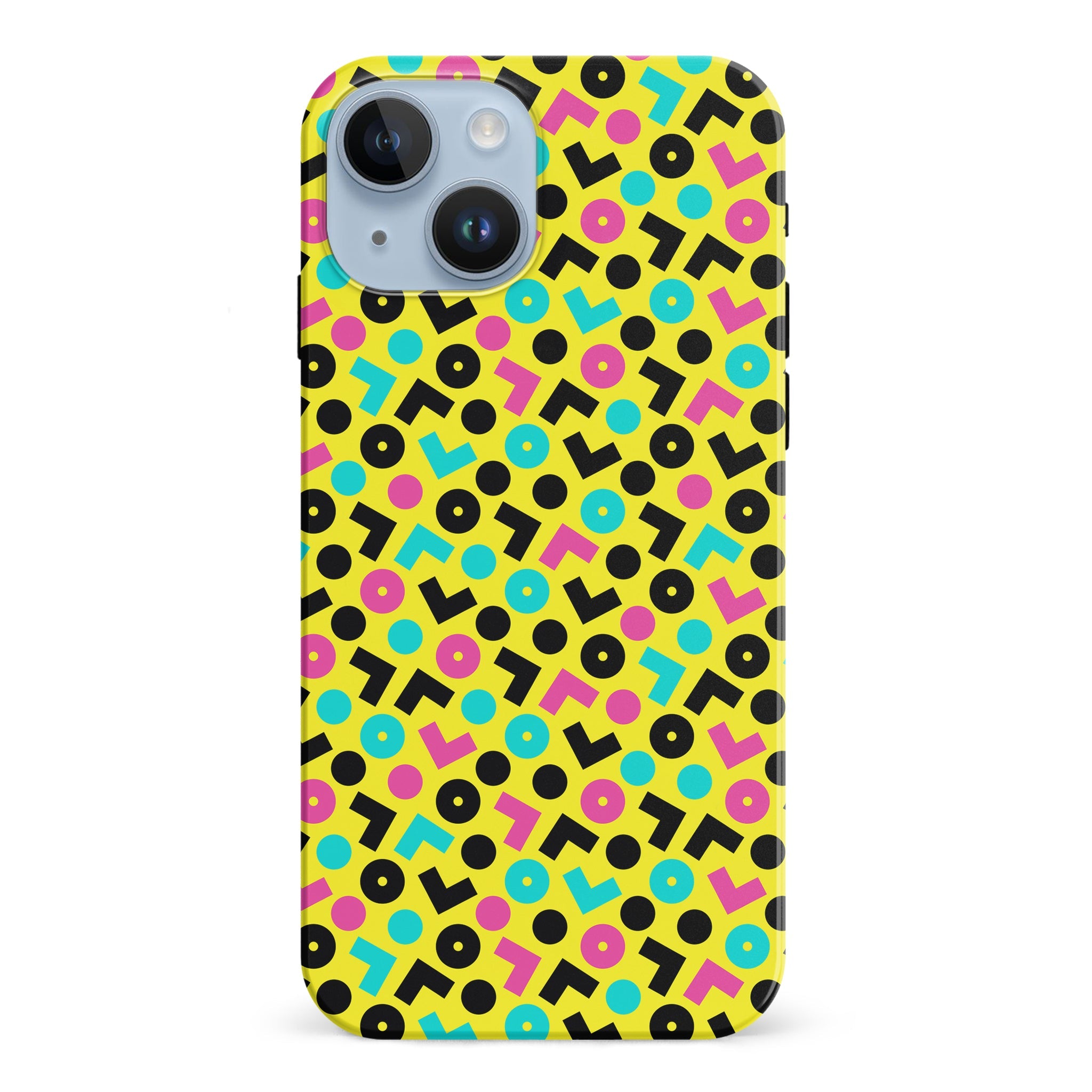 iPhone 15 90's Geometry Phone Case in Yellow