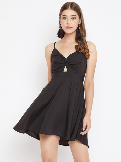 Front Twist Knot Fit & Flare Mini Dress