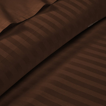 600 Thread Count Luxury Chocolate Stripe Fitted Sheet