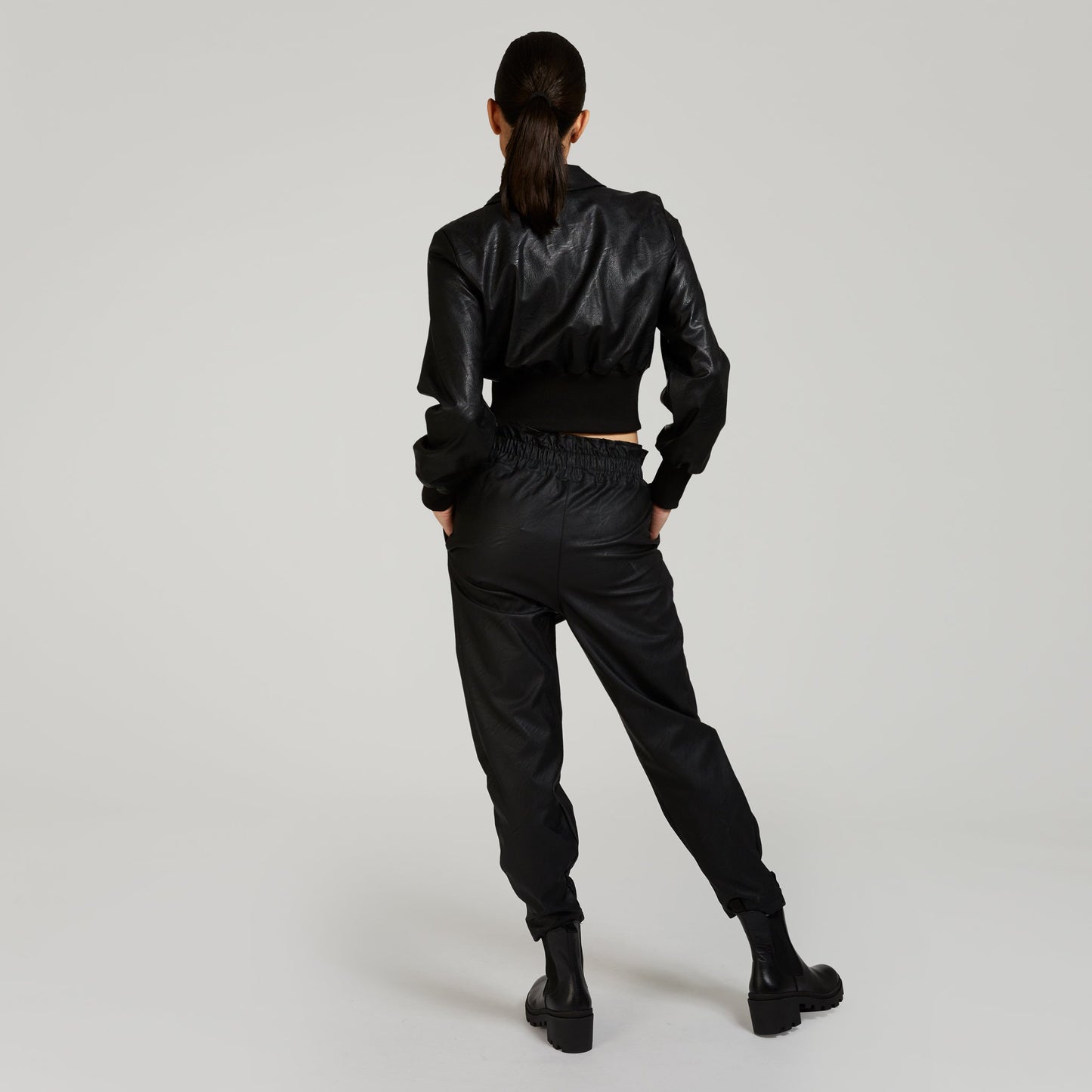 Belted vegan leather pants - Maska Mode