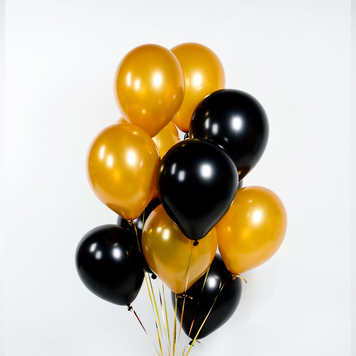 Gold and Black Helium Balloons 8 pieces - Cake Together - Online Birthday Cake Delivery